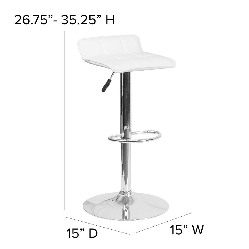 Emma and Oliver Quilted Wave Seat Adjustable Height Barstool with Chrome Base, 5 of 13