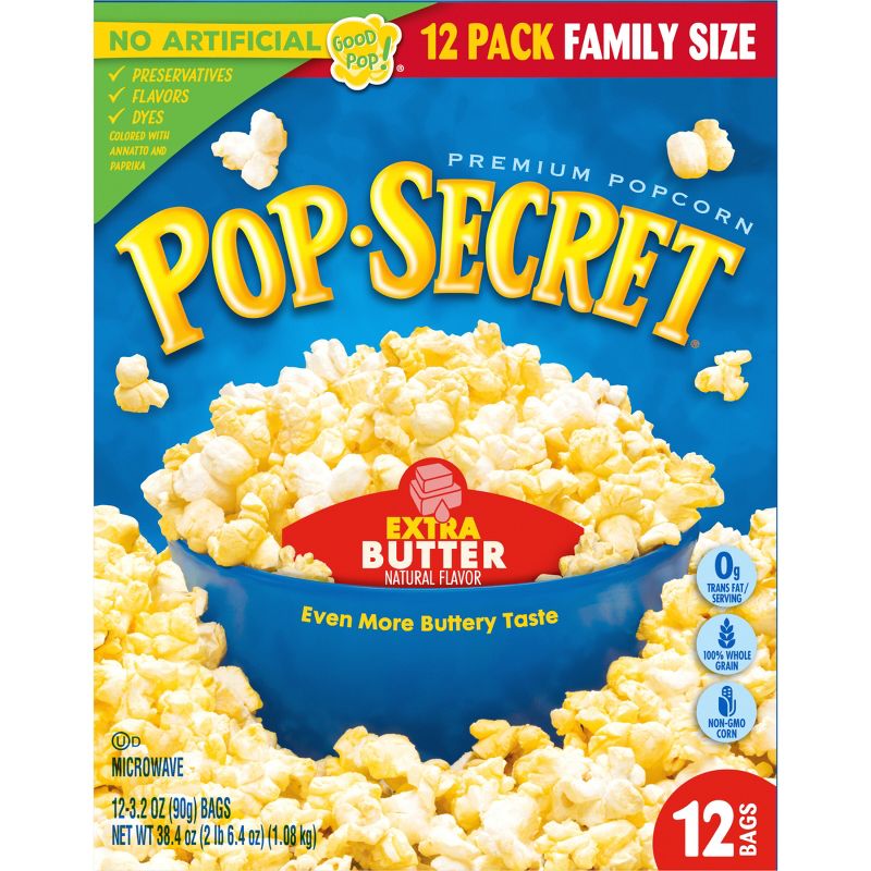 Pop Secret Microwave Popcorn Extra Butter Flavor - 3.2oz/12ct, 2 of 7