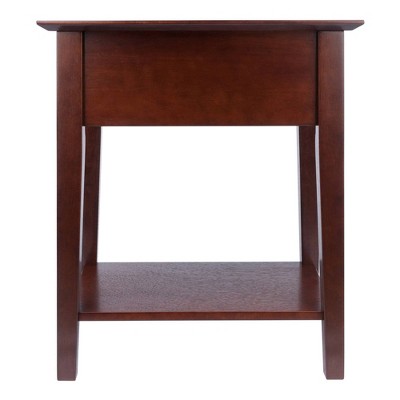 Walnut Transitional 1-Drawer Nightstand with Shelf