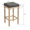 Homy Casa 26" Wooden Counter Stools with Upholstered Seat for Kitchen Island or Dining Bar, Set of 2, Natural Wood - 3 of 4