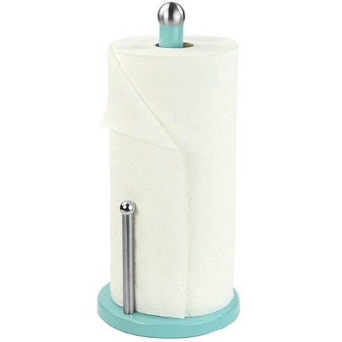 Countertop Paper Towel Holder with Weighted Base, Tension Arm, Turquoise