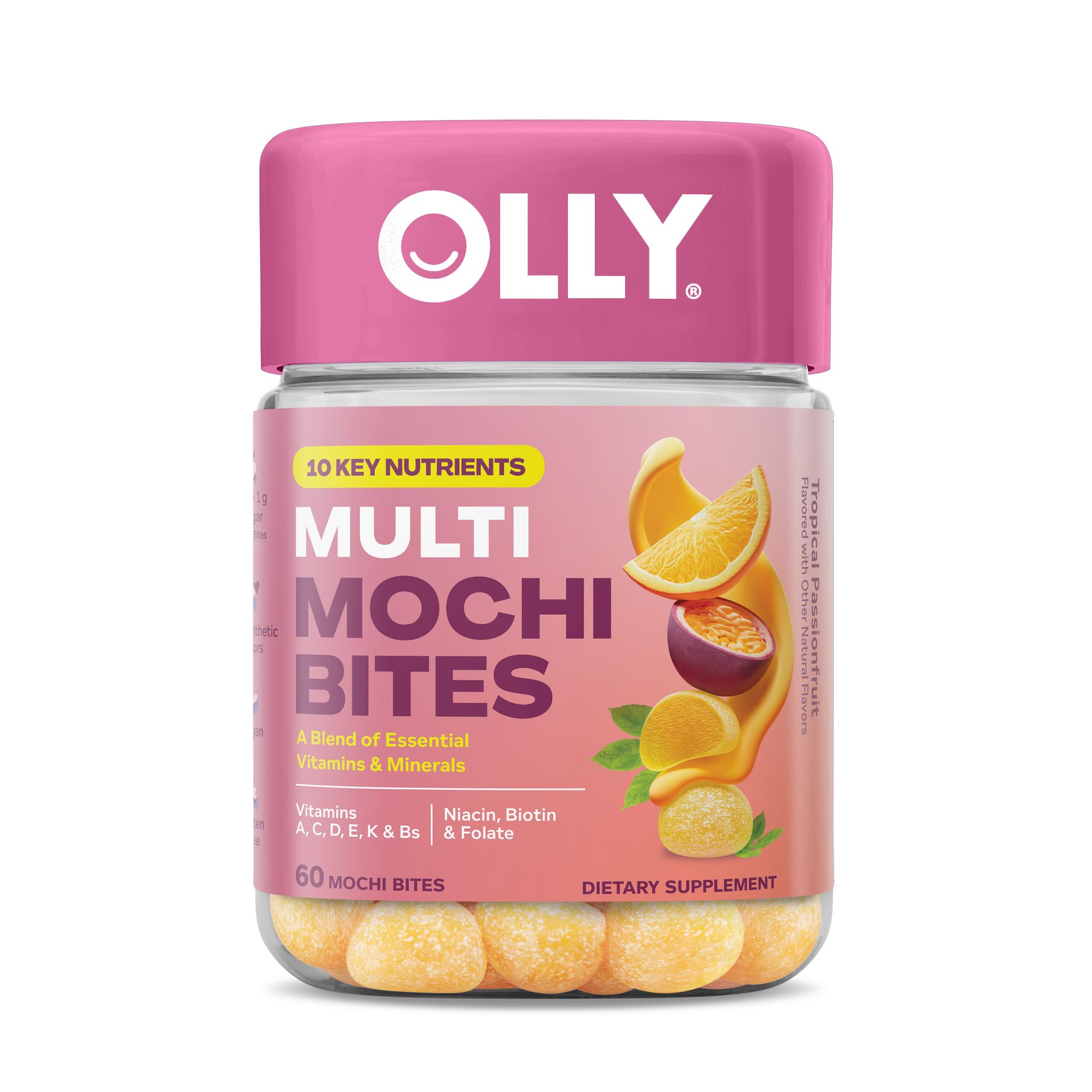 OLLY Mochi Daily Multivitamin Bites for Overall Wellness - Orange Passionfruit - 60ct