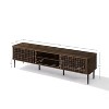LuxenHome Dark Oak with Basket Weave Design Manufactured Wood 2-Sliding Door TV Console Cabinet Brown - 4 of 4