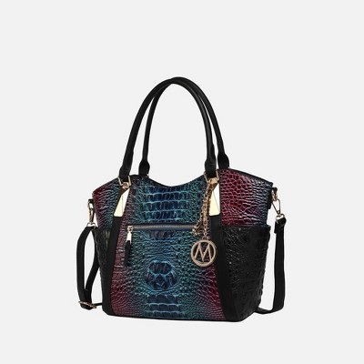 MKF Collection Janise Tote Bag with Croc Embossed Ombre Design and Gold Tone Hardware by Mia K