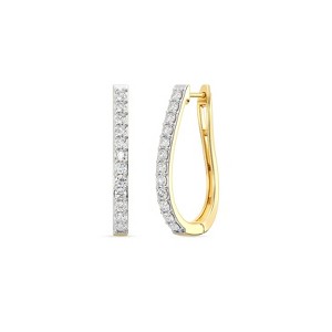 Gilded 1/4 to 2 Carat Total Weight Lab-Grown Diamond Prong Set Hoop Earrings in 925 Sterling Silver and 14KT Yellow Gold Plated Silver, Hinged Closure - 1 of 4