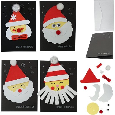 4E's Novelty Card Making Kit for Kids 3+ - DIY Christmas Crafts, 12 pcs Trendy Christmas Cards, Includes Christmas Cards with Envelopes, Fun Craft Kit