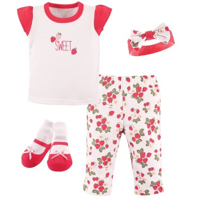 Hudson Baby Infant Girl Layette Boxed Giftset, Strawberries, 0-3 Months