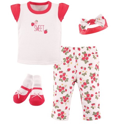 Hudson Baby Infant Girl Layette Boxed Giftset, Strawberries, 0-3 Months