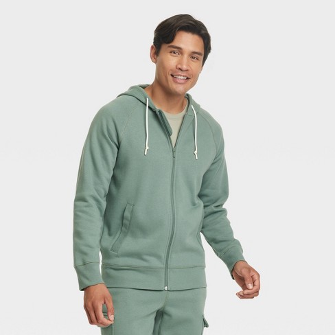 Men's Cotton Fleece Full Zip Hooded Sweatshirt - All In Motion™ Green XXL