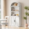 Bookcase with Doors Arched Bookshelf 71.65in Tall Bookcase Farmhouse Cabinet with Shelves Wooden Bookshelves for Home Office, Living Room - 2 of 4