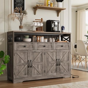 Farmhouse Buffet Cabinet with Drawers & Open Shelf, Sideboard Storage Cabinet - 1 of 4