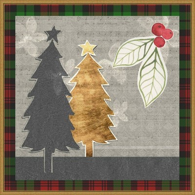 22" x 22" Collaged Christmas Collection C Framed Wall Canvas - Amanti Art