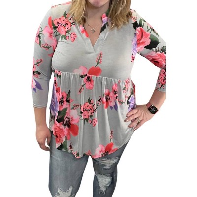 Women's Floral Babydoll Gabby Tunic Top - honeyme