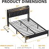 Furnulem Full Bed Frame with LED Lights,Headboard with Charging Station and USB Port,Upholstered Platform Bedframe Metal Support,No Box Spring Needed - 3 of 4