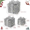 Set of 3 Prelit  Christmas Lighted Gift Boxes with 60 Warm White Led Lights,Lighted Up Xmas Presents Ornament Holiday Display for Tree Yard Decor - 2 of 4