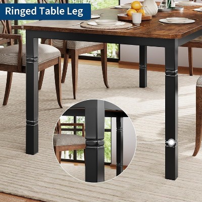 Table leg with ringed design and seat-height marker
