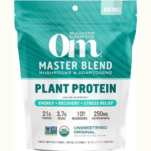 OM Master Blend Unsweetened Plant Protein Powder for Daily Nutrition, Smoothies, and Plant-Based Protein Support, 17.07 oz - 1 of 3