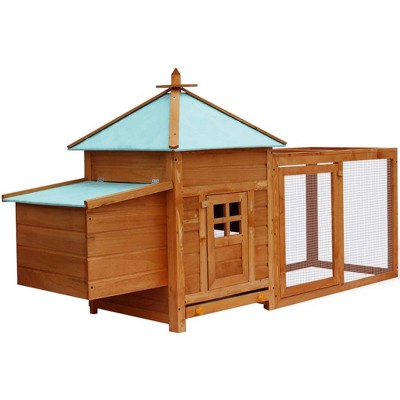 vidaXL Chicken Coop Brown Solid firwood, plywood, galvanized steel Large