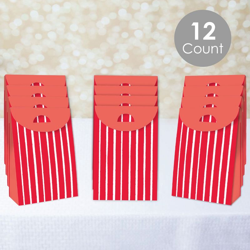 Big Dot of Happiness Red Stripes - Simple Gift Favor Bags - Party Goodie Boxes - Set of 12, 2 of 9
