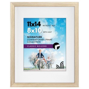 Americanflat 11x14 Picture Frame with Shatter-Resistant Glass - 8x10 with Mat or 11x14 Without Mat - Signature - Picture Frames - Natural Oak - 1 of 1