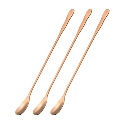 Unique Bargains Stainless Steel Mixing Drink Coffee Cocktail Long Handle Spoon 3 Pcs