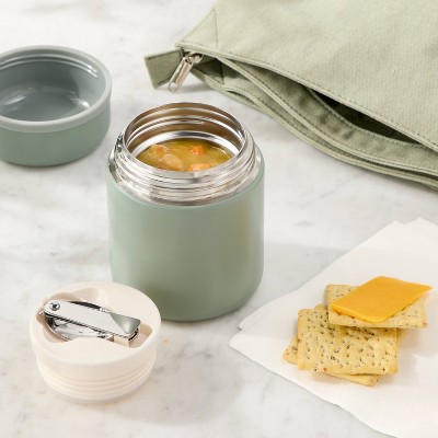 13.5oz Double Walled Stainless Steel Vacuum Food Jar with Spoon Green - Figmint™