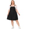 Agnes Orinda Women's Plus Size Denim Side Button Ruffled Hem Midi Jumpers Casual Adjustable Strap Overall Dresses with Pocket - 3 of 4