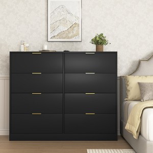 47" Modern Large 8 Drawer Dresser with Deep Drawer,Tall Chest of Drawer with Gold Handle - 1 of 4