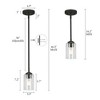 LNC Classic 1-Light 3.9" Transitonal Cylinder Mini Glass Pendant Lights, Black with  Seeded Glass - 3 of 4