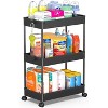 Hachikiko 3 Tier Rolling Storage Cart with Side Hoops, Mobile Organizer for Laundry Room, Bathroom, Kitchen, Office | Space - 2 of 4