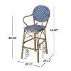 Christopher Knight Home 2pc Vande Wicker and Aluminum Outdoor Patio 29.5" French Barstools Navy Blue/White/Bamboo Print Finish - 3 of 4