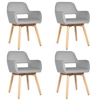 Costway Set of 4 Modern Accent Armchairs Velvet Fabric Leisure Chairs Club Guest Grey