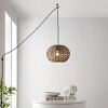 14" 1-Light Isla Farmhouse Coastal Rattan LED Pendant Brown - JONATHAN Y: UL Listed, Adjustable Height, Metal Body - 3 of 4
