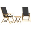 vidaXL 3 Piece Folding Bistro set with Dark Gray Cushions Bamboo - 2 of 4