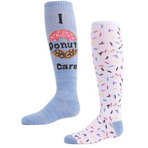 Memoi Girls' 2 Pair Pack I woke up like this Knee High Socks Assorted - 1 of 2