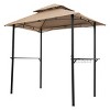 1pc Outdoor Grill Shelter with Double-Tier Polyester Canopy and Steel Frame Includes Bar Counters and Hooks No Furniture Included - Coolbibila - 3 of 4