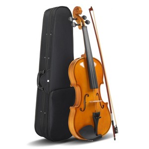 TopComfy 4/4 Full Size Violin Set with Hard Case Bow Shoulder Rest Rosin Sordine for Kids Adults Beginners Students, Brown, 31.5"*10.24"*5.12" - 1 of 4