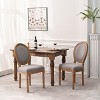 Linen Upholstered Dining Chairs Set of 2, French Country Round Back Side Chairs with Solid Wood Legs – Cuddlewood - 2 of 4