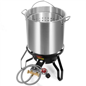 Barton 52QT Aluminum Turkey Fryer Steamer 80,000 BTU Cast Iron Burner Clam Bake Pot Large Capacity - 1 of 3