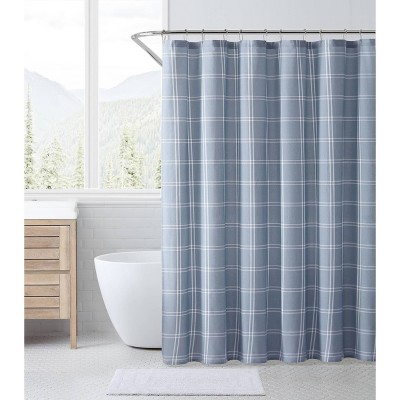 Kettle Falls Plaid Shower Curtain Blue - Eddie Bauer