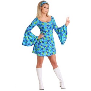 HalloweenCostumes.com Plus Size 70s Wild Flower Dress Costume for Women - 1 of 3