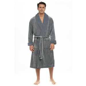 ADR Men's Plush Fleece Bathrobe, Warm Cozy Bath Robe - 1 of 4