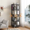SEVOBAL Utility Storage Shelves 4-Tier Rotating Bookshelf with Wheels, Large Size Sturdy Spacious Book Rack Bookshelf, Black, 16.54"*16.54"*54.72" - 3 of 4