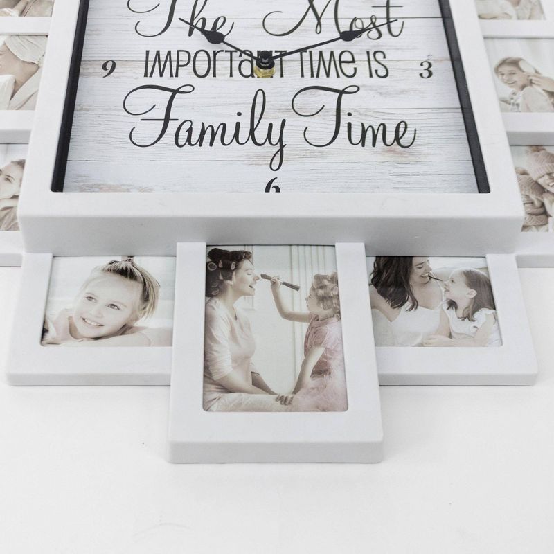 Farmhouse Shabby Chic &#39;Family Time&#39; Picture Frame Collage Wall Clock White - American Art Decor, 5 of 8