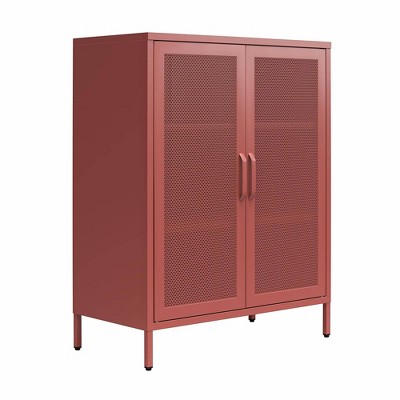 Terracotta Metal 2-Door Adjustable Shelving Accent Cabinet