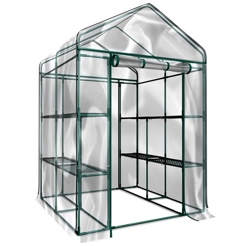 Nature Spring Walk-In PVC Greenhouse with 8 Shelves, Roll-Up Door and Steel Poles - Clear - image 1 of 4