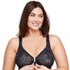 GLAMORISE 9246 Black Lacey T-Back Front-Closure Wonder Wire Bra