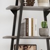 5 Tier Wood Bookshelf, Tall Open Rustic Etagere Bookcase Ladder, Standing Display Shelves for Home Living Room Bedroom Office Storage, Light Grey Oak - 4 of 4