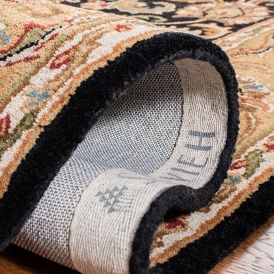 Elegant Black and Gold Hand-Tufted Wool Runner Rug
