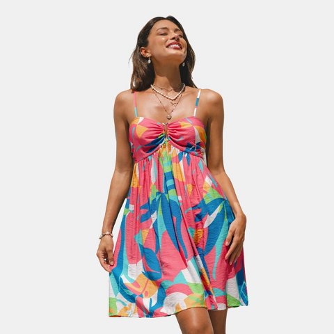 Женские платья Cupshe Women's Strapless Smocked Bust Enhancing Abstract Print Dress-L-Multicolored